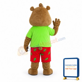 Fancy Cute Green Coat Bear Mascot Costume