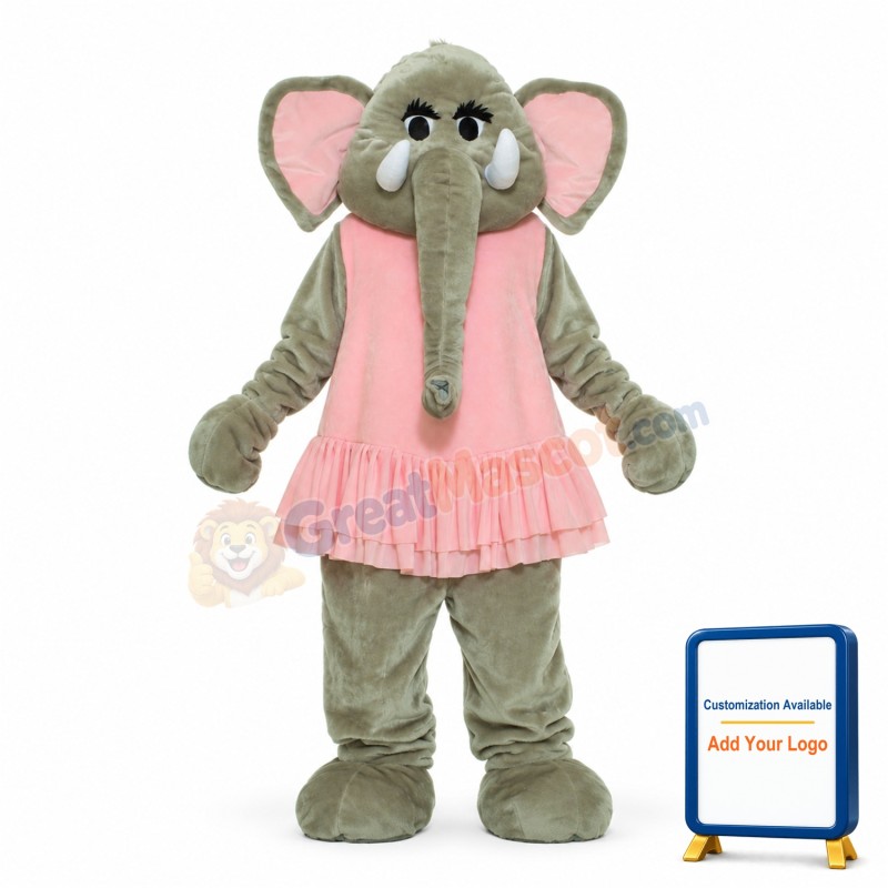 Pink Dress Elephant Mascot Costumes