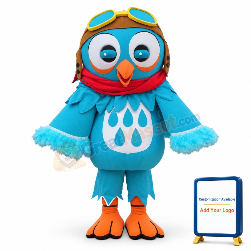 Blue Bird Mascot Costume with Glasses