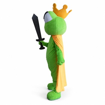 Green Frog Mascot Costume with golden Crown