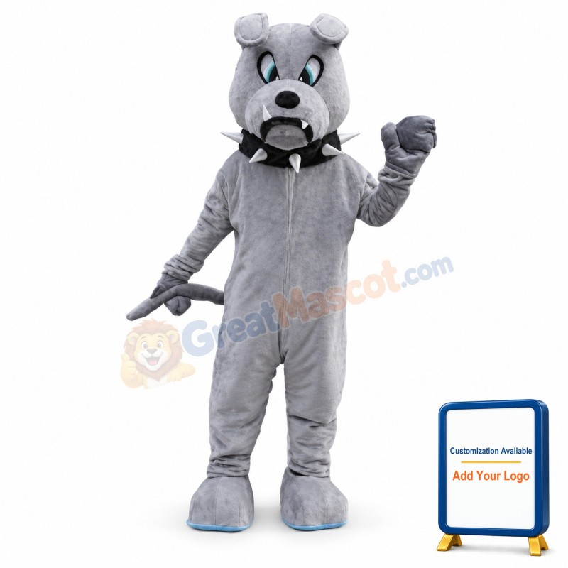 Grey Bulldog Mascot Costume