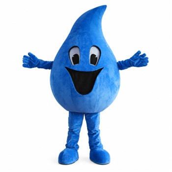 Blue Water Droplet Mascot Costume