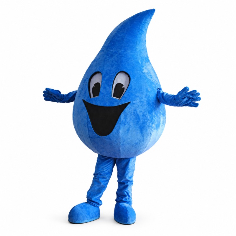 Blue Water Droplet Mascot Costume