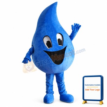 Blue Water Droplet Mascot Costume