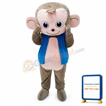 Cute Monkey Mascot Costume in Blue Jacket