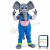 Elephant Mascot Costume with Blue Overall
