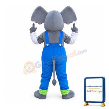 Elephant Mascot Costume with Blue Overall