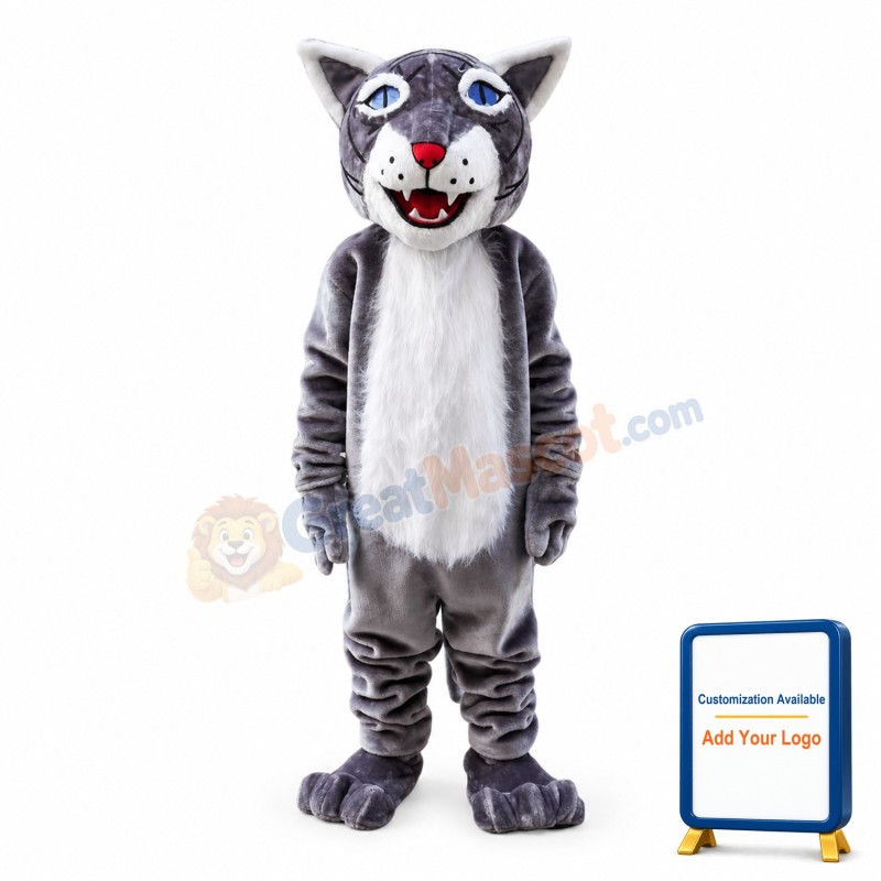 Grey Wildcat Bobcat Mascot Costume