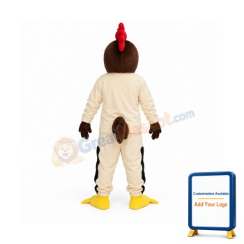 Friendly Beige Chicken Mascot Costume