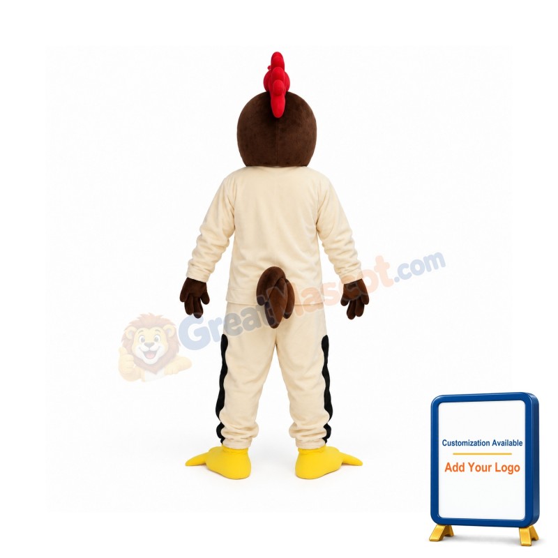Friendly Beige Chicken Mascot Costume