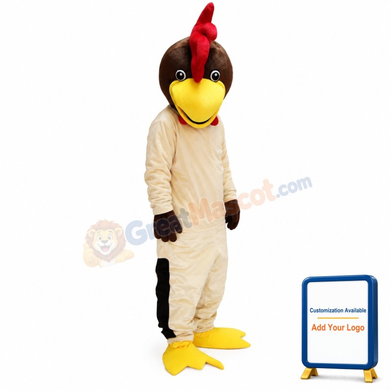 Friendly Beige Chicken Mascot Costume
