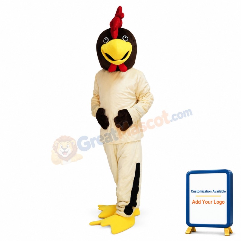 Friendly Beige Chicken Mascot Costume