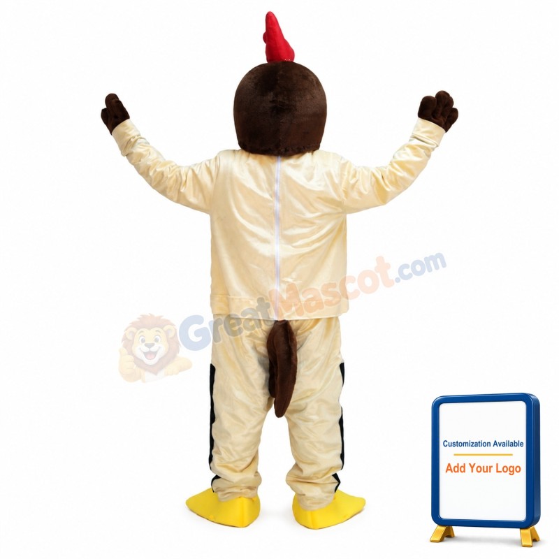Friendly Beige Chicken Mascot Costume