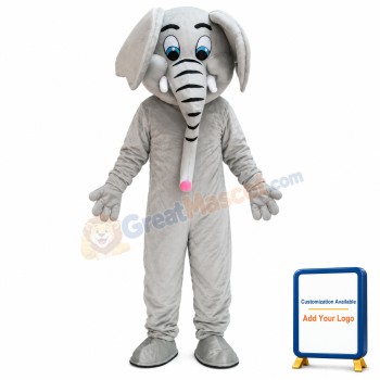 Gray Cute Elephant Mascot Costume