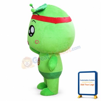 Cartoon Character Green Leaf Mascot Costume