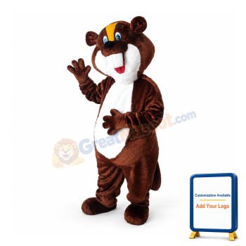Cute Brown and White Beaver Mascot Costume