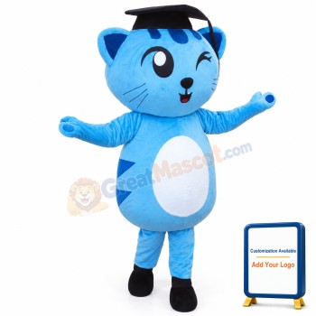 Cute Blue Docter Cat Mascot Costume