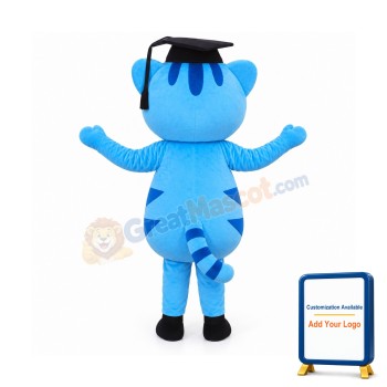 Cute Blue Docter Cat Mascot Costume