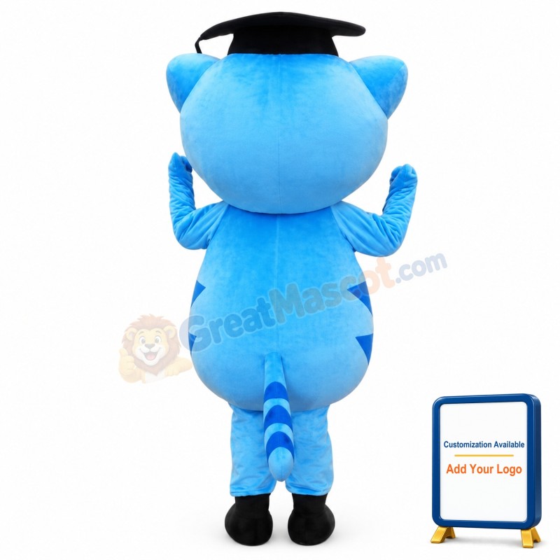 Cute Blue Docter Cat Mascot Costume
