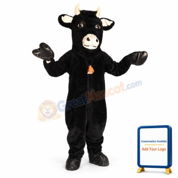 Black Furry Bull Mascot Costume