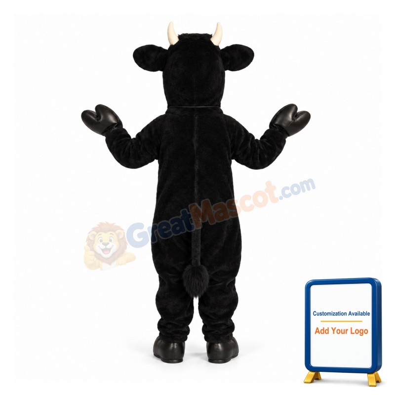 Black Furry Bull Mascot Costume