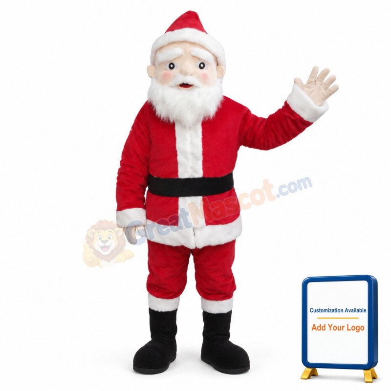 White Mustache Christmas Santa Claus Mascot Costume for Adult