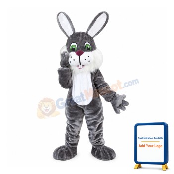 White Beard Black Rabbit Mascot Costume Easter Costume for Adult