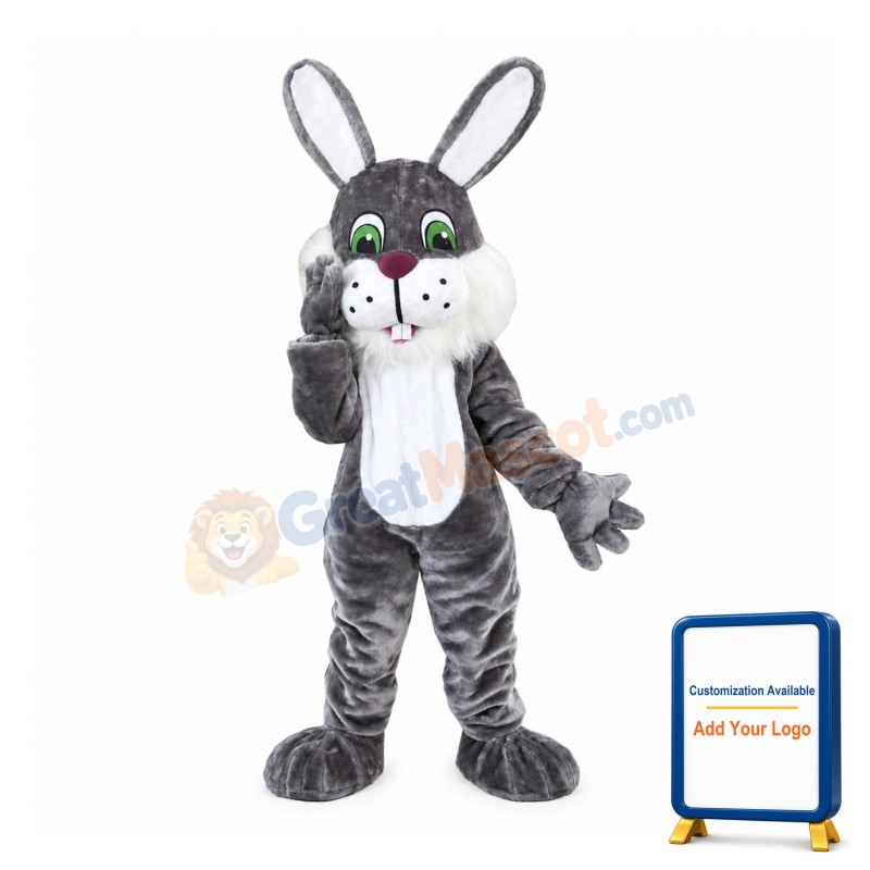 White Beard Black Rabbit Mascot Costume Easter Costume for Adult