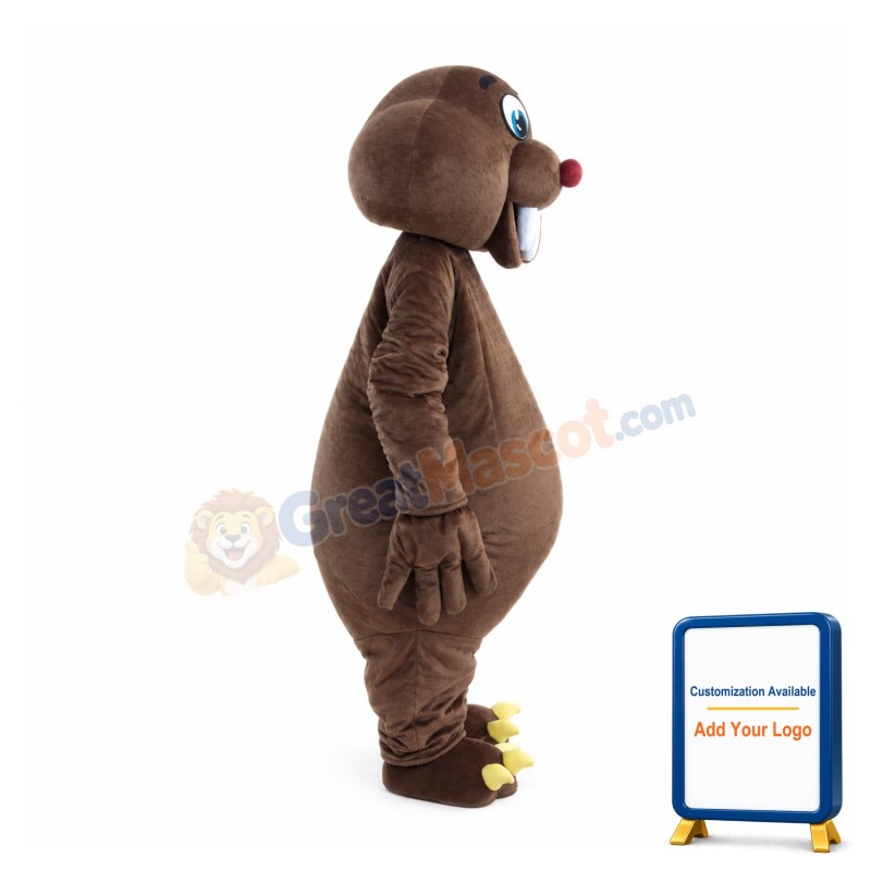 Short Fur Brown Mole Mouse Mascot Costume