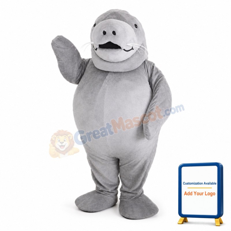 Attractive Gray Sea Cow Mascot Costume for Adult