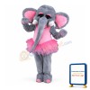 Pink and Gray Female Elephant Mascot Costume