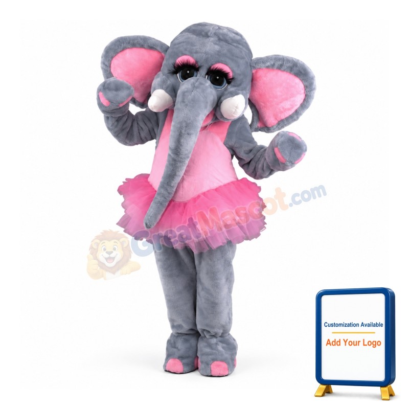 Pink and Gray Female Elephant Mascot Costume