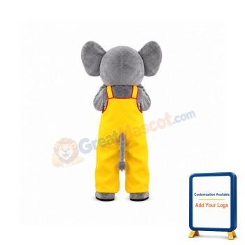 Female Cute Smilling Gray Elephant Mascot Costume