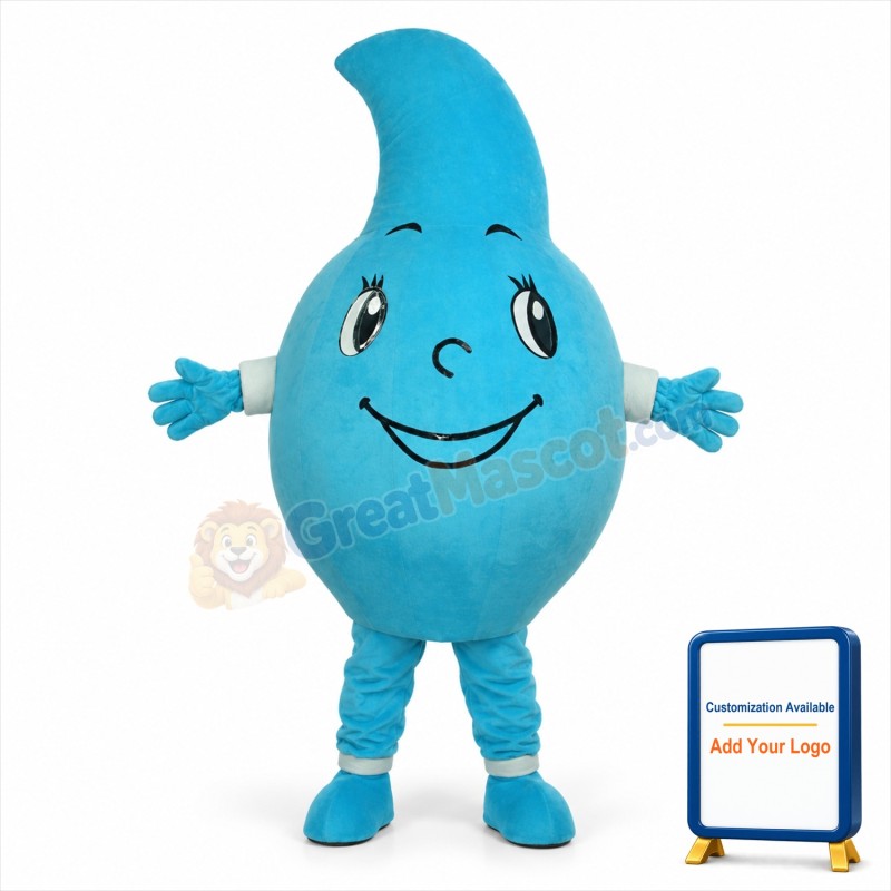 Blue Water Drop Mascot Costume