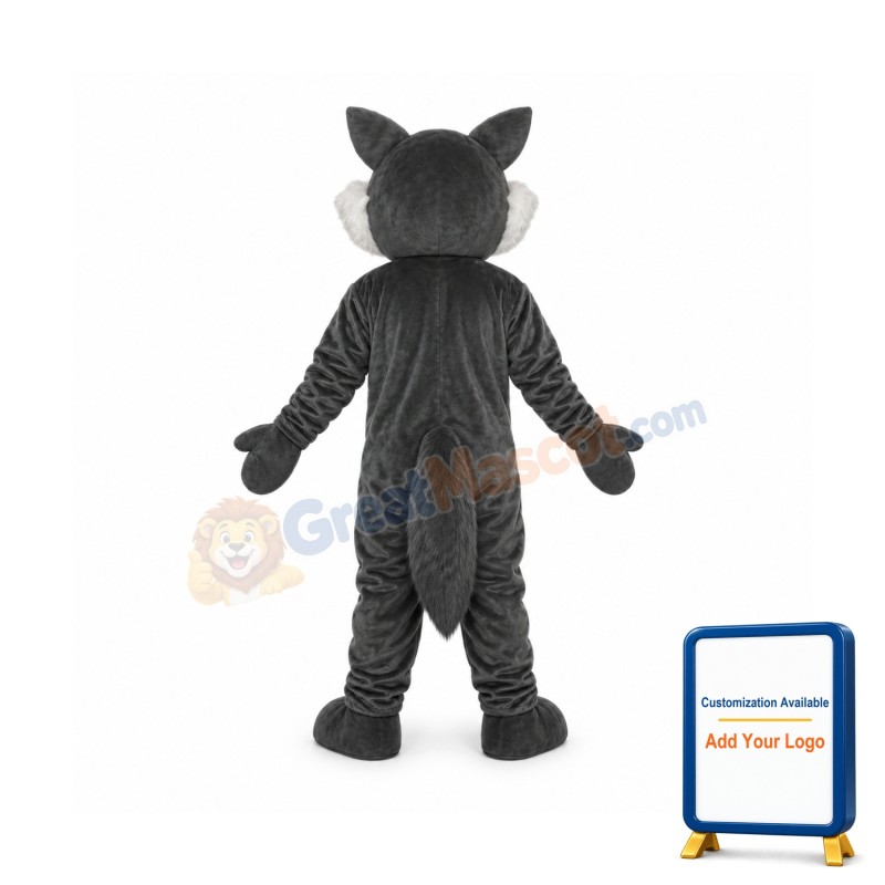 Short Plush Grey Wolf Mascot Costume