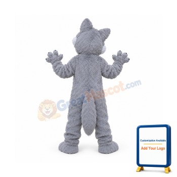 Long Plush Grey Wolf Mascot Costume