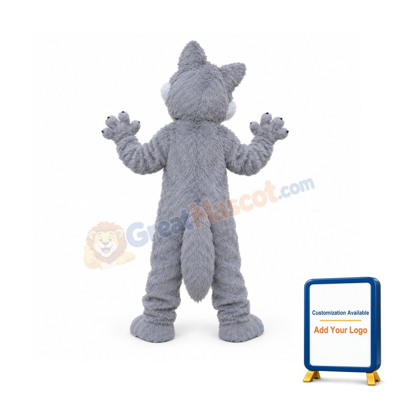 Long Plush Grey Wolf Mascot Costume