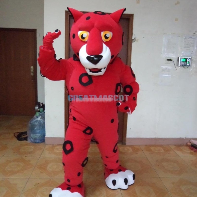 Red Leopard Mascot Costume