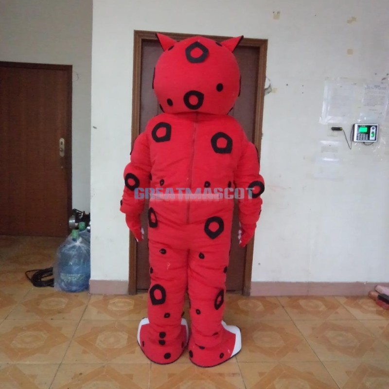 Red Leopard Mascot Costume