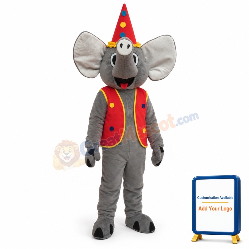 Elephant With Coat Christmas Mascot Costume