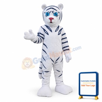 White Tiger Cartoon Mascot Christmas Costume