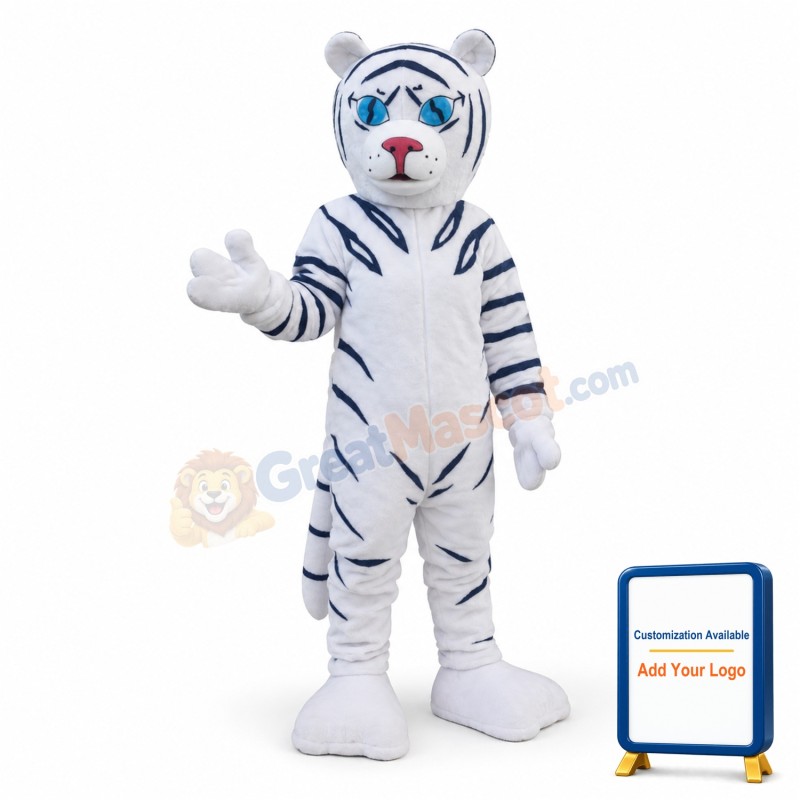 White Tiger Cartoon Mascot Christmas Costume