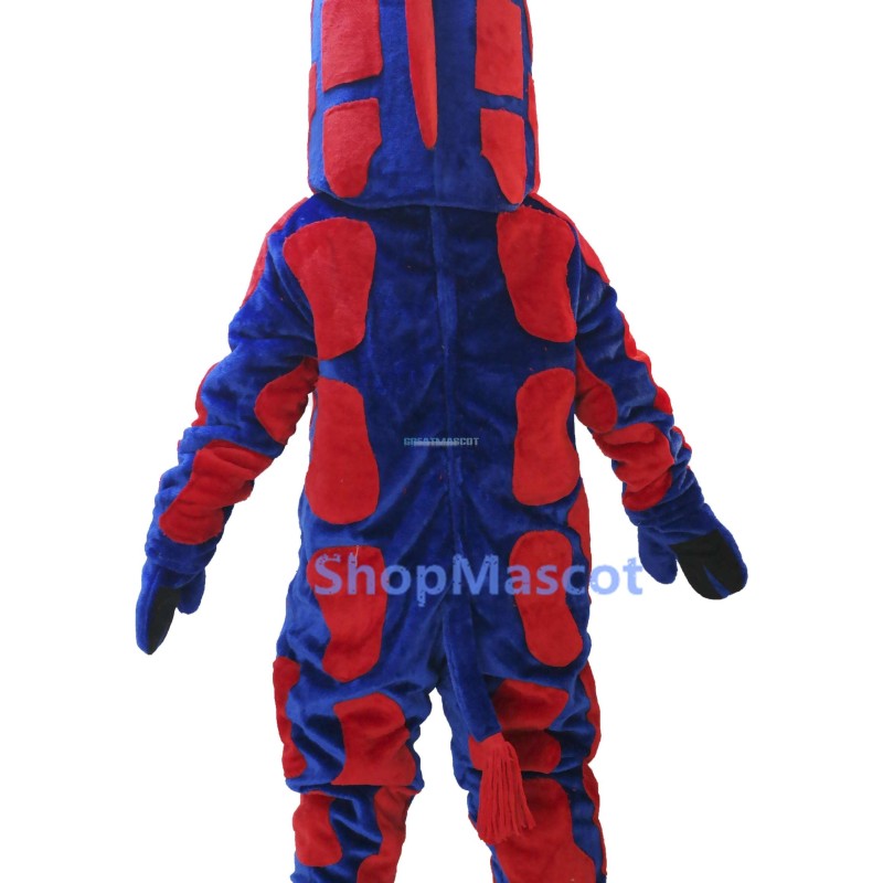Blue & Red Realistic Giraffe Mascot Costume