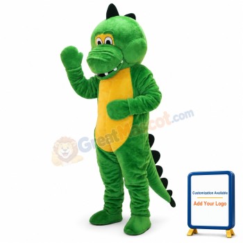 Cute Christmas Green Dinosaur Mascot Costume
