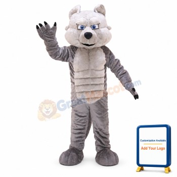 Grey Power Wolf Mascot Costume