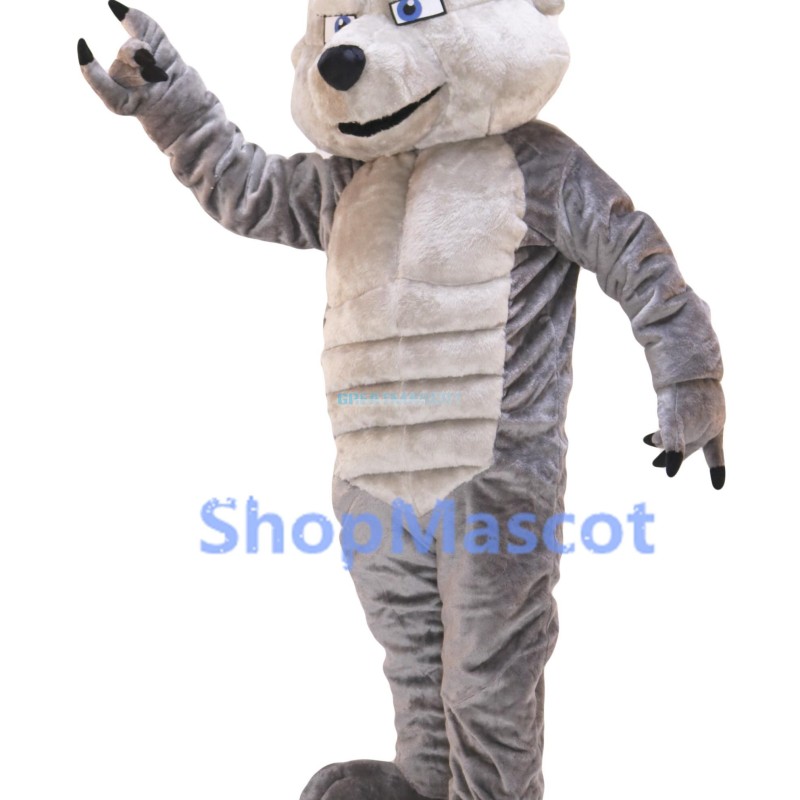 Grey Power Wolf Mascot Costume