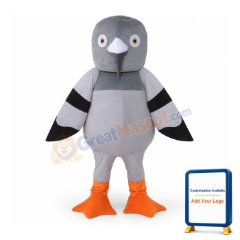 Cartoon Grey Pigeon Mascot Costume