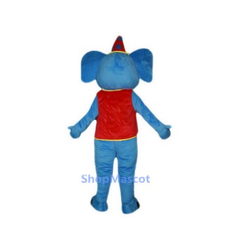 Blue Elephant Red Hat Mascot Costume