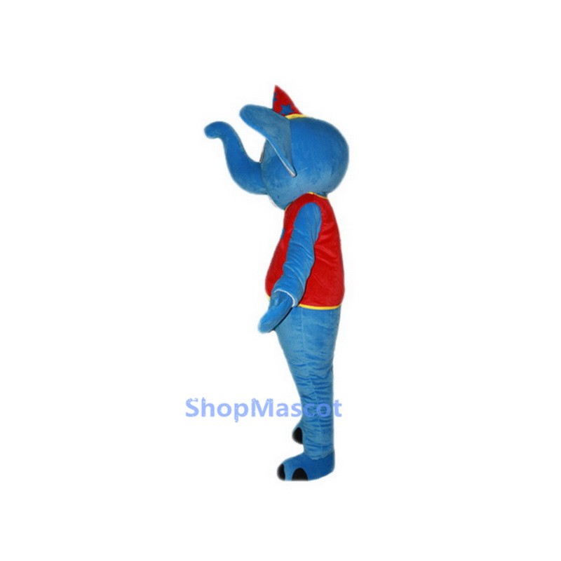 Blue Elephant Red Hat Mascot Costume