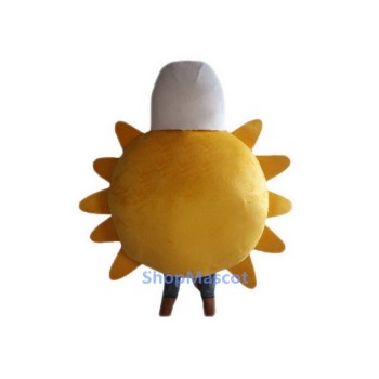 Yellow Sun with White Hat Mascot Costume